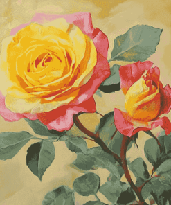 Yellow and Pink Rose Blossoms Diamond Painting