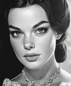 Young Romy Schneider Black and White Diamond Painting